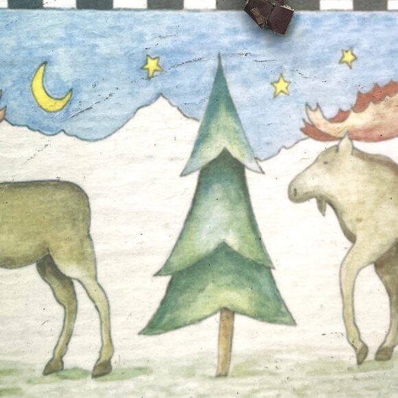 Rustic Moose Slate Wall Hanging Lodge Cabin Décor 12" Art Plaque Leather Strap - Picture 9 of 12